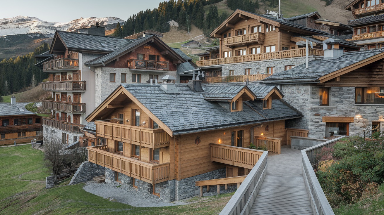 A mix of cozy lodges, boutique hotels, and luxury chalets.