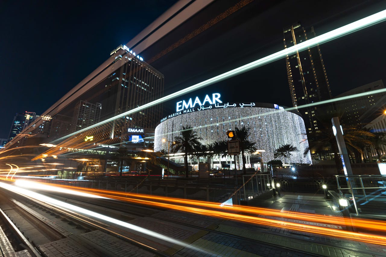 Illuminated Shopping Mall in Dubai, United Arab Emirates