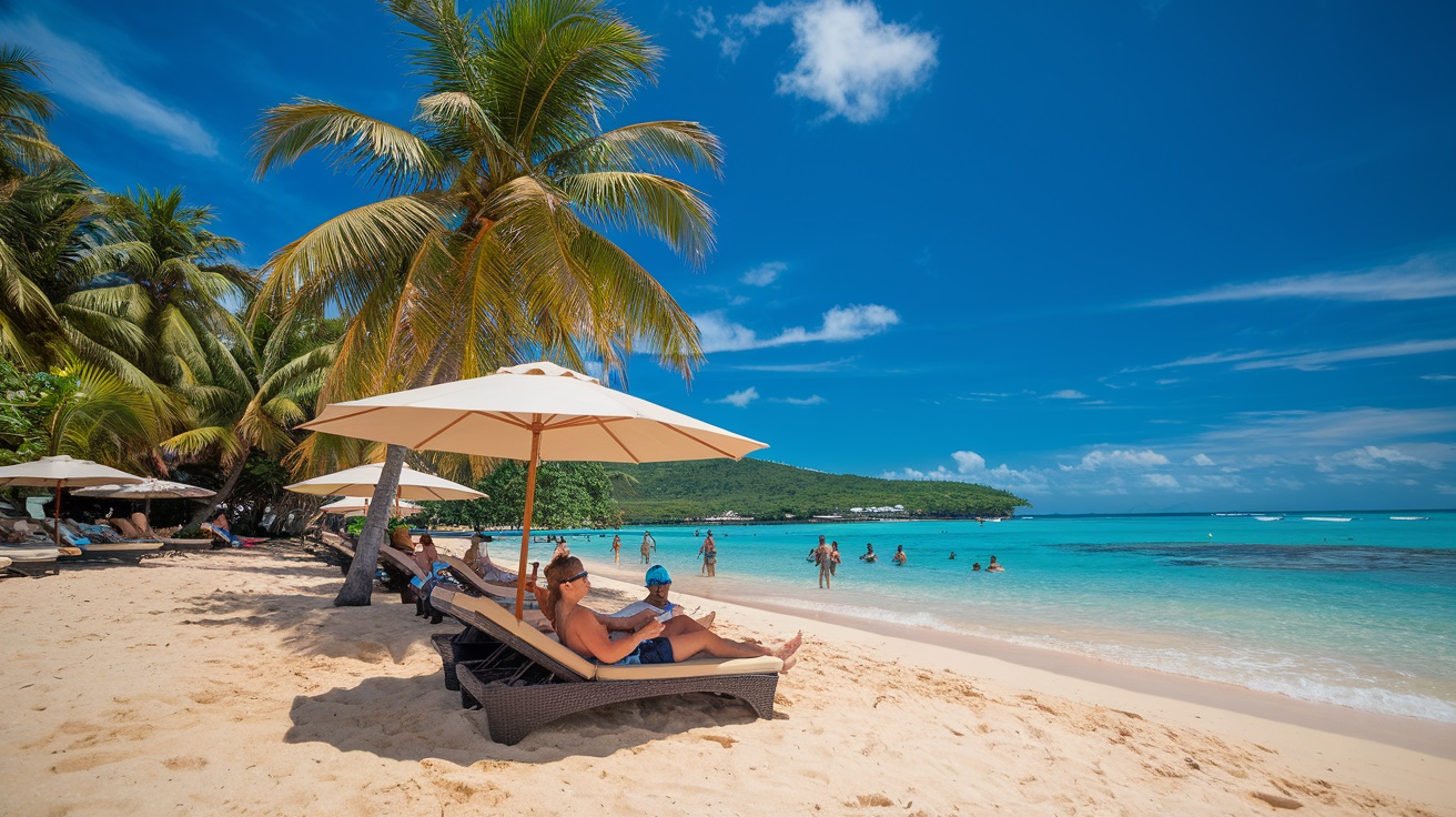 Photos of people relaxing on beaches, exploring nature while vacationing in the Dominican Republic