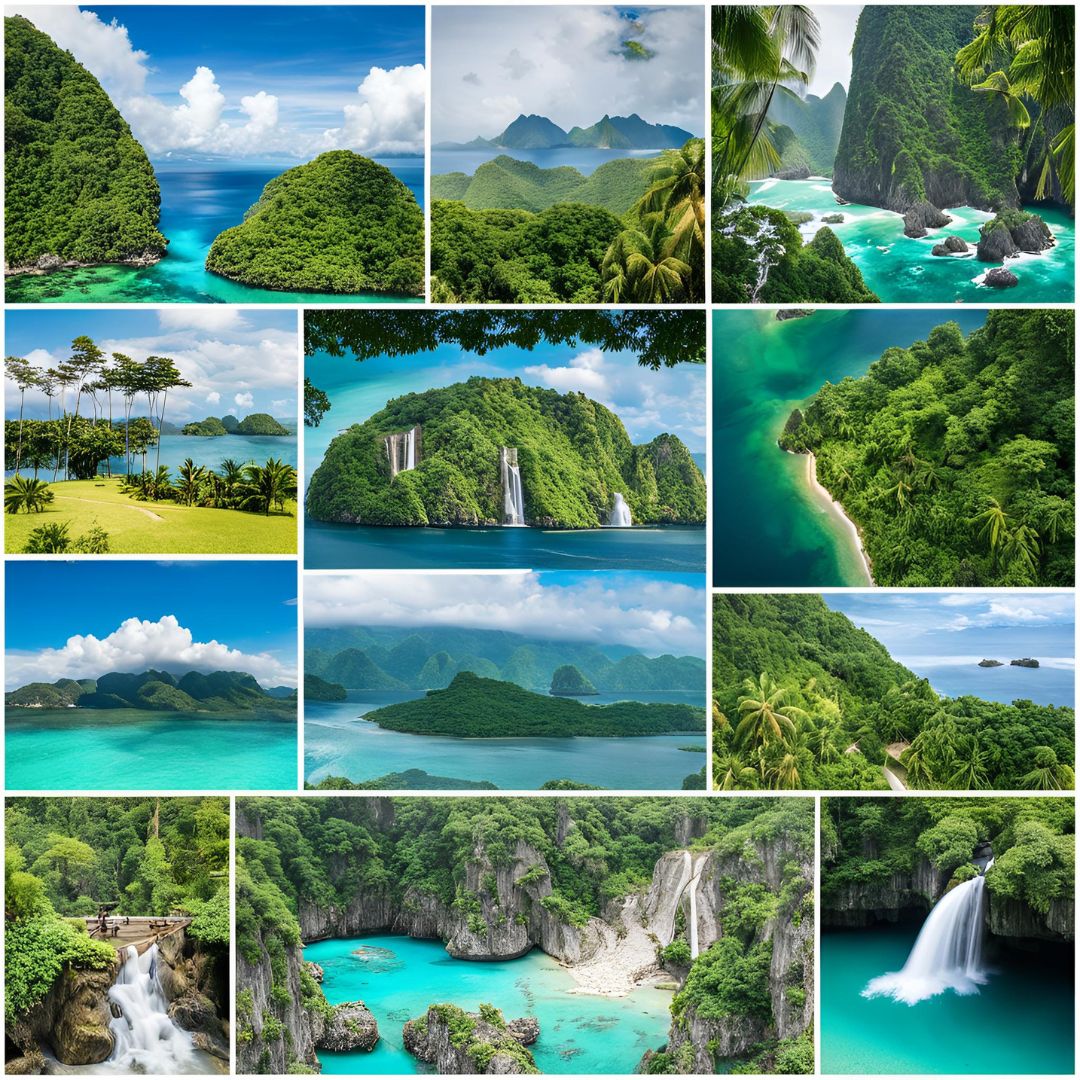 collage of the Philippines’ highlights, like beaches, waterfalls, and cultural landmark 2