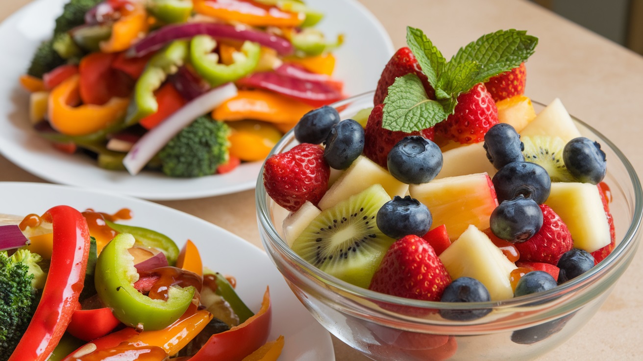 A bowl of fresh fruit salad or a plate of vegetable stir fry.